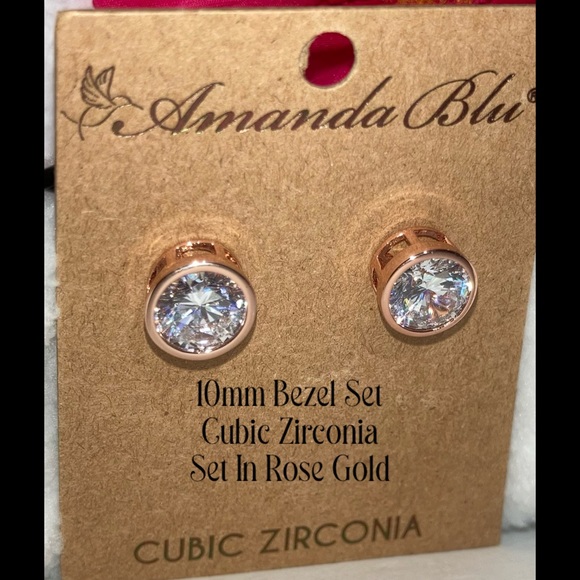 🆕 3.87ct Bezel CZ Diamond Rose Gold Stud Earrings - Picture 4 of 4